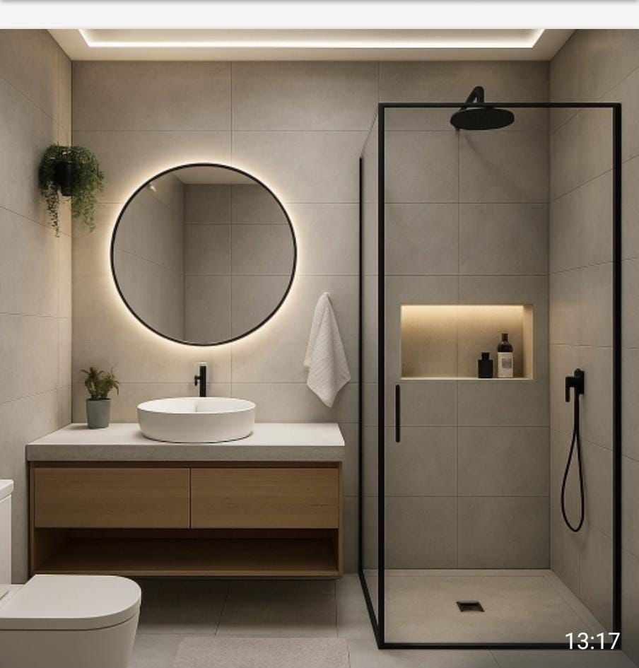 LED mirror marble bathroom